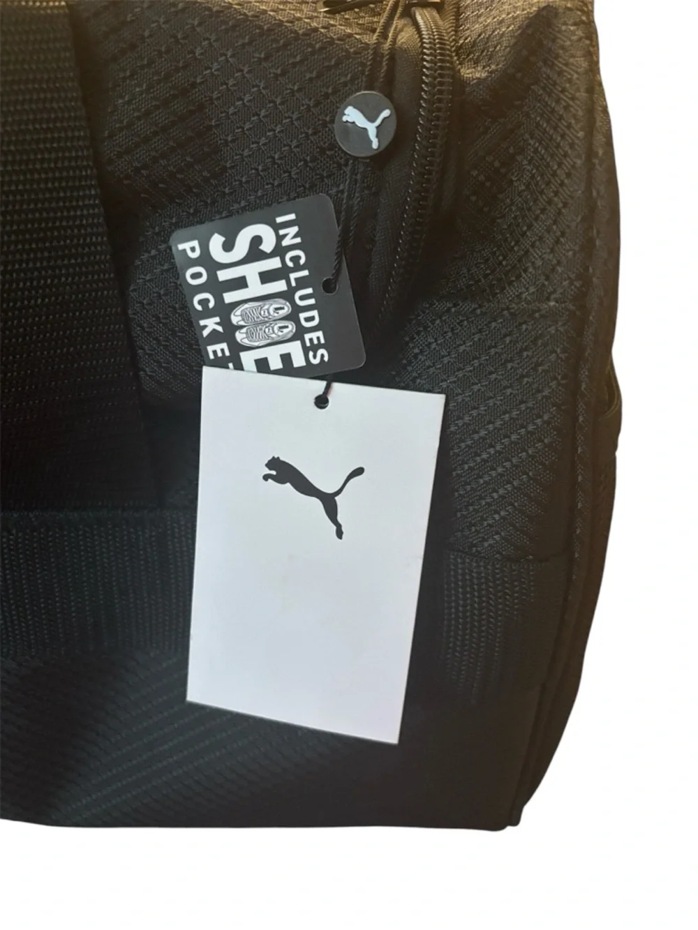 NWT Puma Demand Black Men's Sport Duffel Bag with Silver Logo